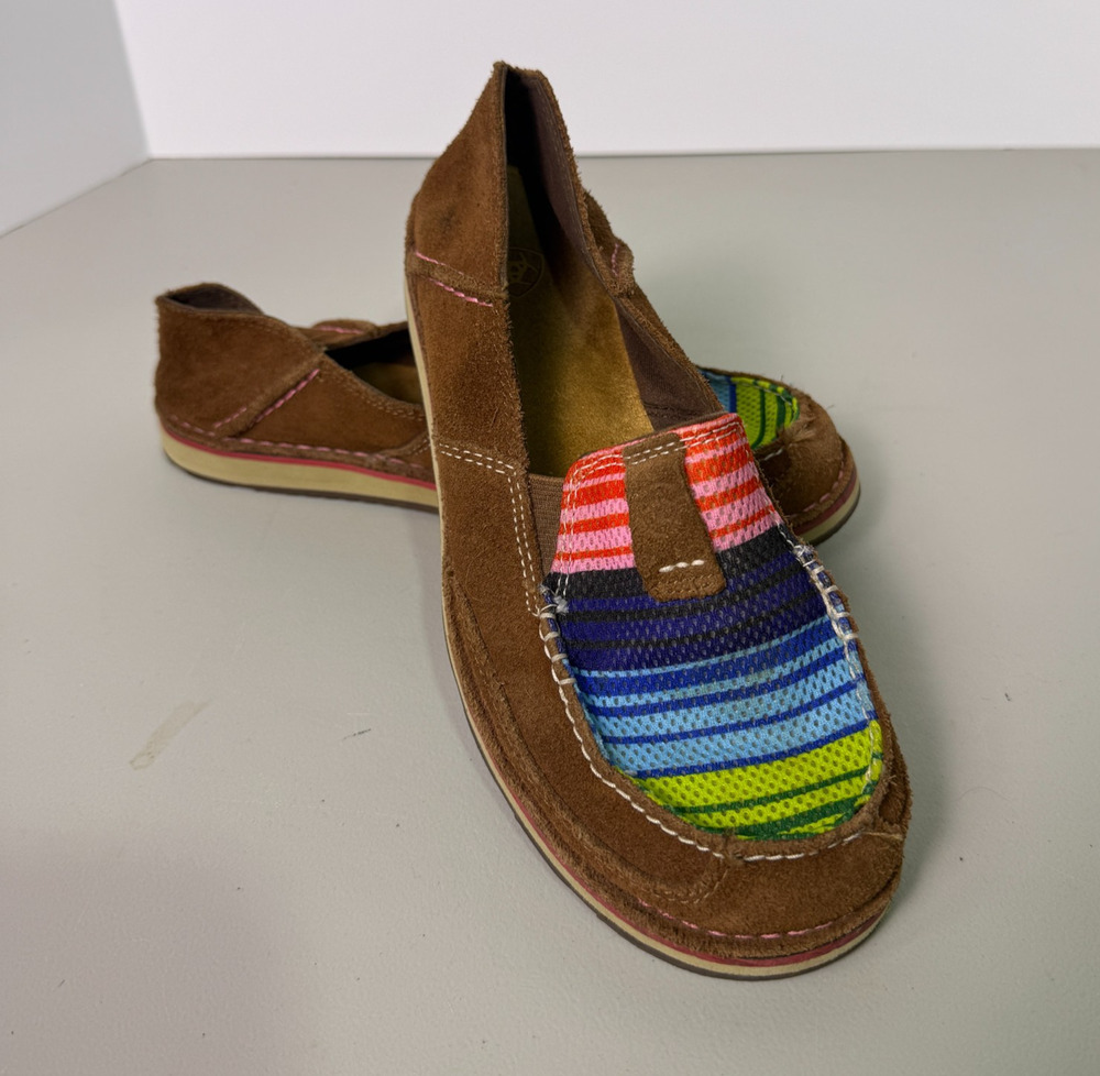 Ariat Shoes Sz 8 B Cruiser Palm Serape Shoes Loafers Suede Slip Ons Rainbow